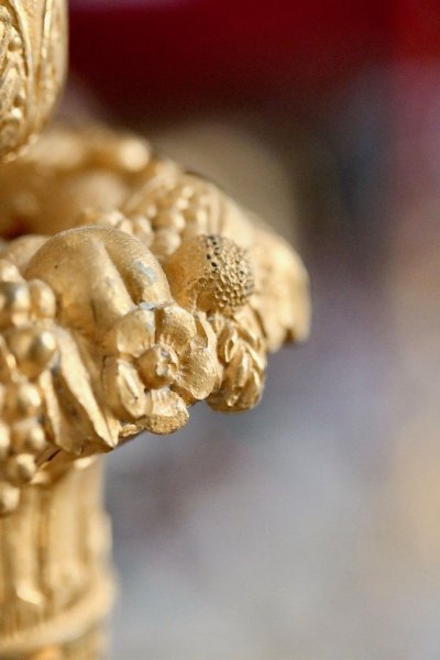 Pair of Gilt and Chiseled Bronze Candlesticks
