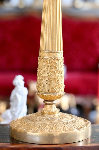 Pair of Gilt and Chiseled Bronze Candlesticks