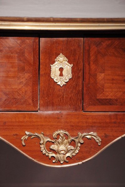 Supporto per parrucca intarsiato in legno di amaranto del periodo Regency