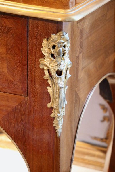 Supporto per parrucca intarsiato in legno di amaranto del periodo Regency