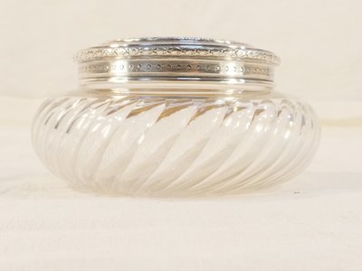 Bomboniera ART NOUVEAU in CRISTALLO e ARGENTO SOLIDO con decorazione IRIS