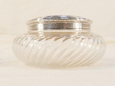 Bomboniera ART NOUVEAU in CRISTALLO e ARGENTO SOLIDO con decorazione IRIS