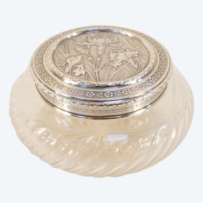 Bomboniera ART NOUVEAU in CRISTALLO e ARGENTO SOLIDO con decorazione IRIS