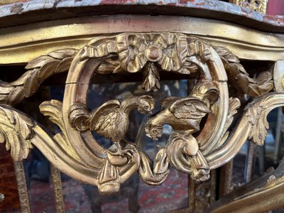 CONSOLE D'APPLIQUE LOUIS XV - 18ème EN BOIS DORE 