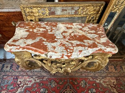 CONSOLE D'APPLIQUE LOUIS XV - 18ème EN BOIS DORE 
