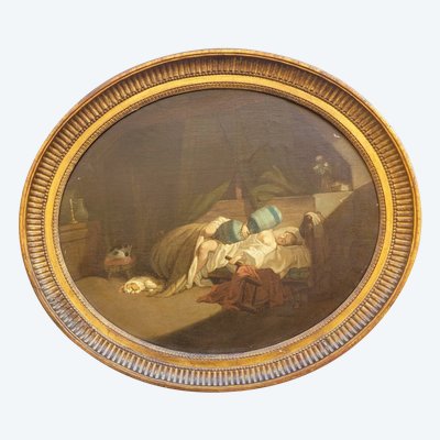 Hst Soggetto erotico, con cornice, XIX secolo