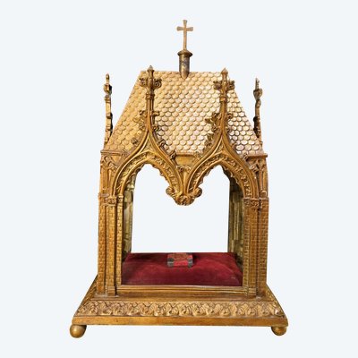 Chasse Reliquaire Néogothique Et Sa Relique - XIXe