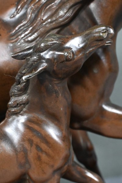 Cavallo e puledro in Spelter, firmato E.Loiseau – Inizio XX secolo