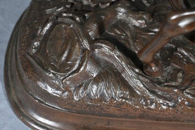 Cavallo e puledro in Spelter, firmato E.Loiseau – Inizio XX secolo