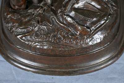 Cavallo e puledro in Spelter, firmato E.Loiseau – Inizio XX secolo