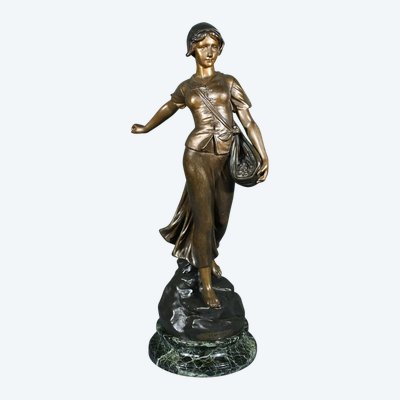Sculpture en Régule Titrée « Semeuse », signée A. de Ranieri – Milieu XXe
