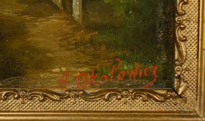 Olio su tela “Il mulino” di N. Okolowicz – Inizio XX secolo