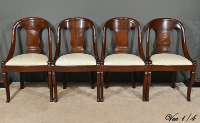 Suite de 4 Chaises Gondole en Acajou, époque Restauration – 1ère Partie XIXe