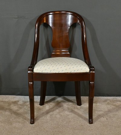 Suite de 4 Chaises Gondole en Acajou, époque Restauration – 1ère Partie XIXe