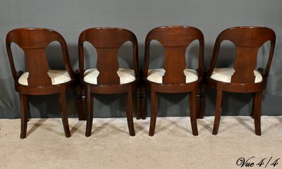Suite de 4 Chaises Gondole en Acajou, époque Restauration – 1ère Partie XIXe