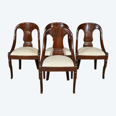 Suite de 4 Chaises Gondole en Acajou, époque Restauration – 1ère Partie XIXe