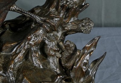 Bronze “The Pheasant and the Weasel” by J. Moigniez – Late 19th century