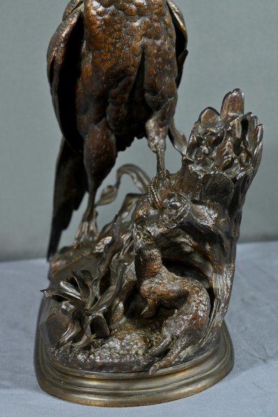 Bronze “The Pheasant and the Weasel” by J. Moigniez – Late 19th century