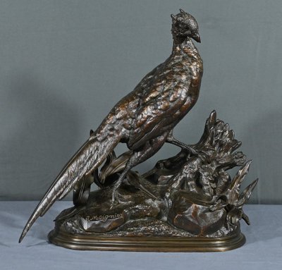 Bronze “The Pheasant and the Weasel” by J. Moigniez – Late 19th century