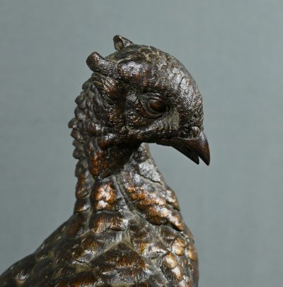 Bronze “The Pheasant and the Weasel” by J. Moigniez – Late 19th century
