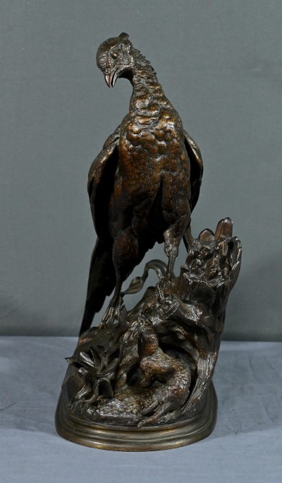 Bronze “The Pheasant and the Weasel” by J. Moigniez – Late 19th century