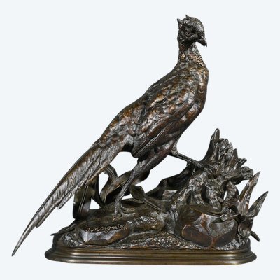 Bronze “The Pheasant and the Weasel” by J. Moigniez – Late 19th century