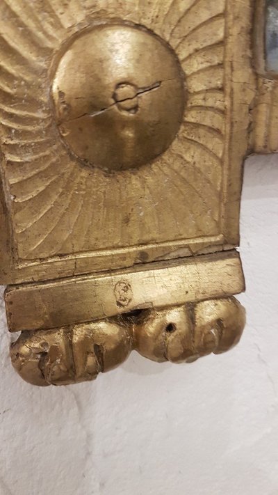 Gilded wood mirror with glazing beads - 18th century