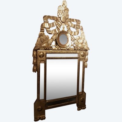 Gilded wood mirror with glazing beads - 18th century