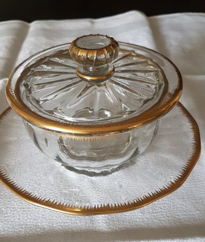 Covered Jam Dish and Saucer in Daum Crystal - 19th Century