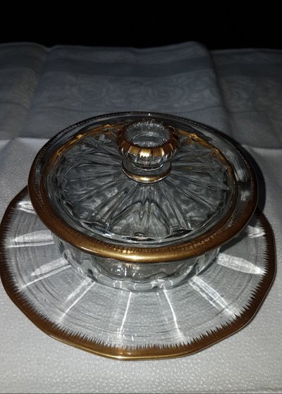 Covered Jam Dish and Saucer in Daum Crystal - 19th Century