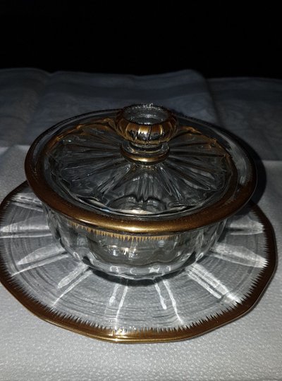 Covered Jam Dish and Saucer in Daum Crystal - 19th Century