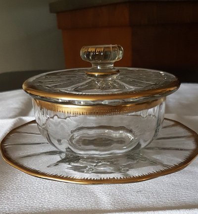Covered Jam Dish and Saucer in Daum Crystal - 19th Century