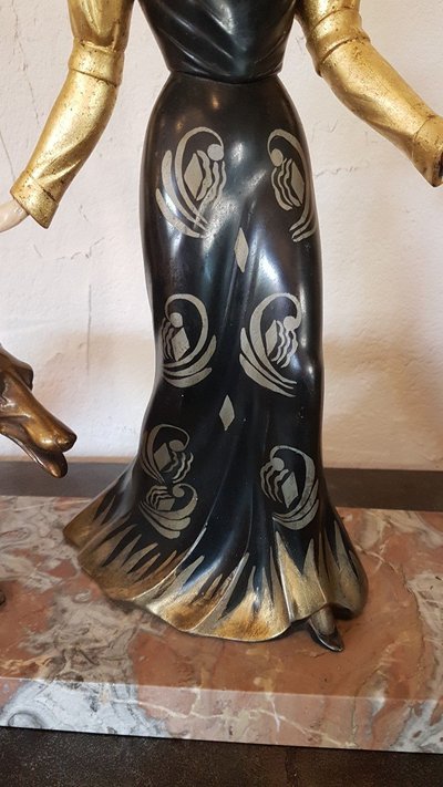 Scultura Art Deco Chryselephantine di Salvatore Melani circa 1925