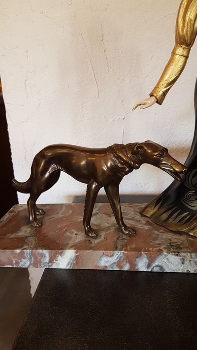 Scultura Art Deco Chryselephantine di Salvatore Melani circa 1925