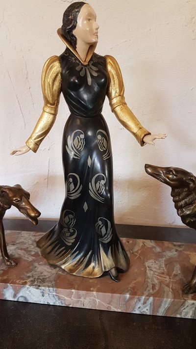Scultura Art Deco Chryselephantine di Salvatore Melani circa 1925