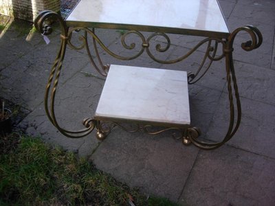 Wrought Iron and Marble Table Attributed to Gilbert Poillerat