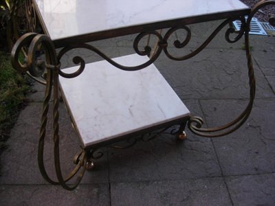 Wrought Iron and Marble Table Attributed to Gilbert Poillerat