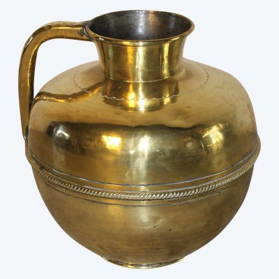 Canne à lait pichet normand en laiton époque 19ème h : 36,5 cm