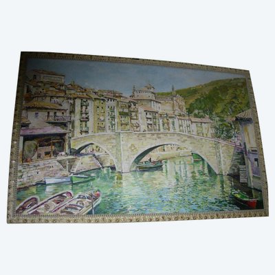 Très Grand Tableau  - Huile  Sur Toile  -  Paysage évoquant le Sud  - début 20ème .