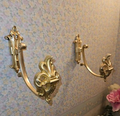 Ensemble De 3 Embrasses De  Rideaux En Bronze Doré - Fleur De Lys - Début 20ème
