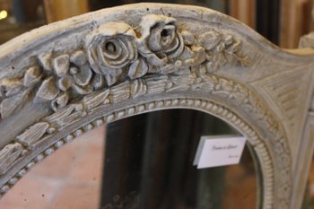 Miroir sur pied type psyché style Louis XVI, patine, glace mercure  63 x 93 cm