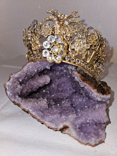 Religious Statue Crown in Brass and Rhinestones - 19th Century -