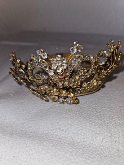Religious Statue Crown in Brass and Rhinestones - 19th Century -