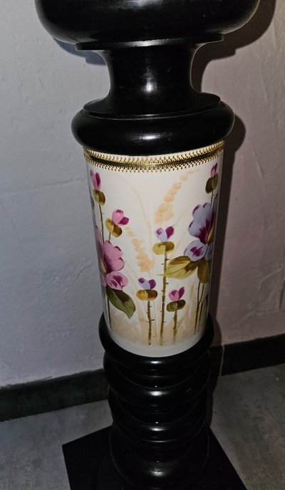 Colonna portaoggetti Napoleone III - XIX secolo - In legno e ceramica.