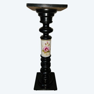 Colonna portaoggetti Napoleone III - XIX secolo - In legno e ceramica.