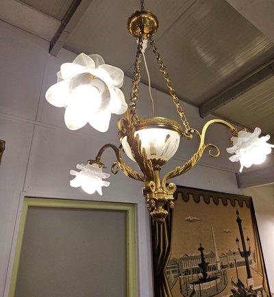 Gilded Bronze Chandelier - Louis XV style - late 19th century - France