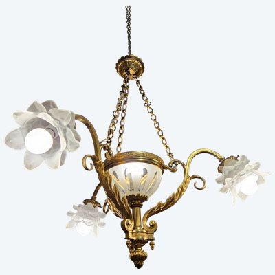 Gilded Bronze Chandelier - Louis XV style - late 19th century - France