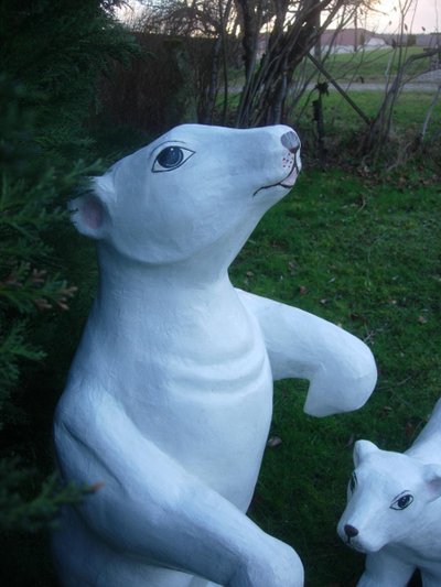 Set of two white bears emblems of a fairground confectionery circa 1930