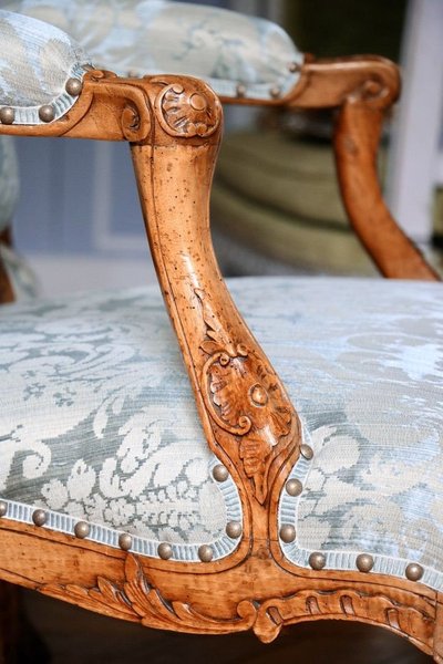 Pair Of Carved And Moulded Beech Armchairs A La Reine