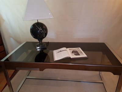 Bureau Verre - Alu Et Palissandre Du Designer Philippe Morel-lab 1970